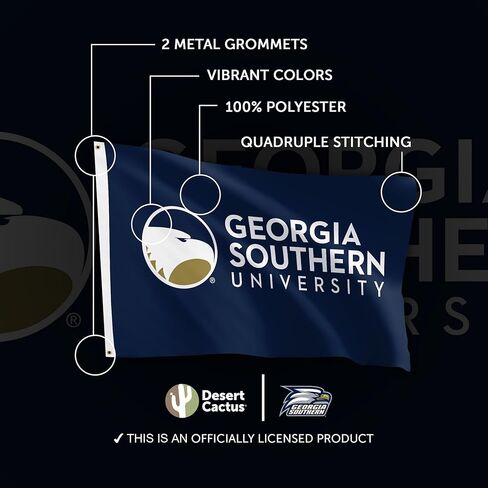 Desert Cactus Georgia Southern University GSU Flag - 3 x 5 Feet Eagles Banner, Indoor/Outdoor Durable Fabric, 100% Polyester Design (Style C) in Saudi Arabia