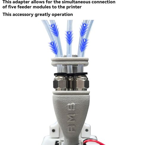 5-Port Complete Filament Hub Kit for BambuLab A1/ A1 Mini AMS Lite: Straight Through PC4-M6 Fitting Splitter Replacement - Ensured Smooth Multi-Color Consumables Printing in Saudi Arabia
