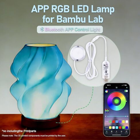 مجموعة مصابيح LED مكونة من قطعتين 001 للتحكم في التطبيق لطباعة Bambu Lab ثلاثية الأبعاد، ضوء دائري USB RGB LED مع التحكم في مجموعة التطبيقات، طقم صنع مصباح DIY للمشروعات الحرفية، مزامنة الموسيقى، 16 مليون لون، وظيفة الذاكرة (2) in Saudi Arabia