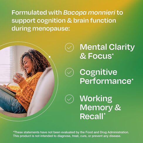 Amberen Find Focus, Menopause Supplement for Women, Clinically Proven Bacopa monnieri supports Mental Clarity, Focus, Cognition, Working Memory & Recall, Hormone & Soy Free, 60 Capsules, 30 Day Supply in Saudi Arabia