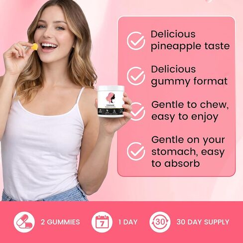 Nuora Feminine Balance Gummies– pH Balance for Women & Vaginal Probiotics – Supports Digestive Health & Immunity – Probiotics for Women & Vitamins – Hawaiian Pineapple, Vegan, Gluten-Free, 60 C in Saudi Arabia