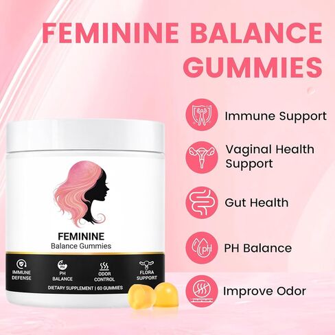 Nuora Feminine Balance Gummies– pH Balance for Women & Vaginal Probiotics – Supports Digestive Health & Immunity – Probiotics for Women & Vitamins – Hawaiian Pineapple, Vegan, Gluten-Free, 60 C in Saudi Arabia