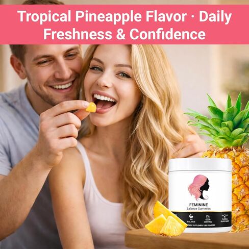 Nuora Feminine Balance Gummies– pH Balance for Women & Vaginal Probiotics – Supports Digestive Health & Immunity – Probiotics for Women & Vitamins – Hawaiian Pineapple, Vegan, Gluten-Free, 60 C in Saudi Arabia