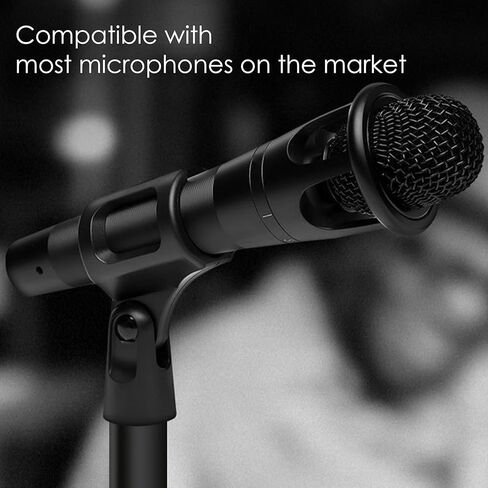 Universal Microphone Clip Holder 2 Pack, Adjustable Mic Clip Holder for Mic Stand Suitable for Handheld Microphones, Come with 5/8" Male to 3/8" Female Screw Adapter, Easy to Use (Black) in Saudi Arabia