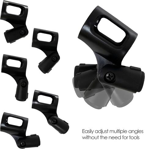 Universal Microphone Clip Holder 2 Pack, Adjustable Mic Clip Holder for Mic Stand Suitable for Handheld Microphones, Come with 5/8" Male to 3/8" Female Screw Adapter, Easy to Use (Black) in Saudi Arabia