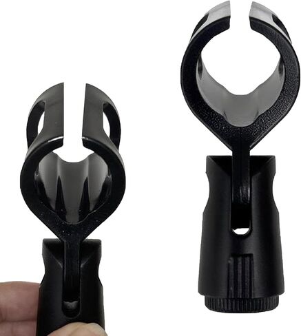 Universal Microphone Clip Holder 2 Pack, Adjustable Mic Clip Holder for Mic Stand Suitable for Handheld Microphones, Come with 5/8" Male to 3/8" Female Screw Adapter, Easy to Use (Black) in Saudi Arabia