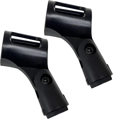 Universal Microphone Clip Holder 2 Pack, Adjustable Mic Clip Holder for Mic Stand Suitable for Handheld Microphones, Come with 5/8" Male to 3/8" Female Screw Adapter, Easy to Use (Black) in Saudi Arabia
