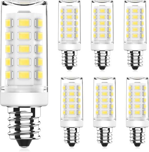 YUIIP Dimmable E12 LED لمبة 4W يعادل 40W هالوجين، 3000K أبيض دافئ AC120V C7 E12 لمبات إضاءة قاعدة الشمعدانات لثريا مروحة السقف، 400LM، 6 عبوات in Kuwait