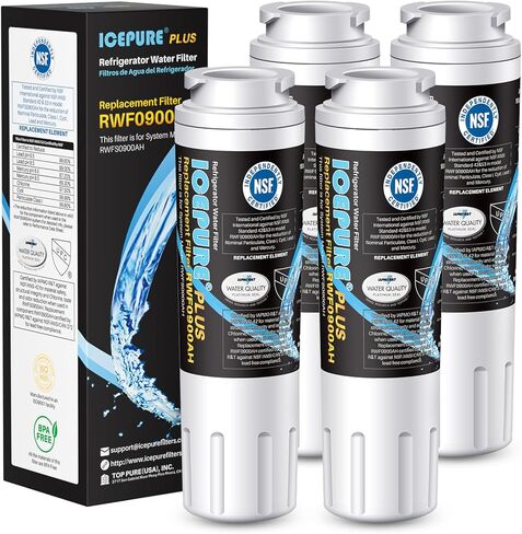 فلتر مياه الثلاجة ICEPURE PLUS NSF53 المعتمد UKF8001، متوافق مع Maytag UKF8001، UKF8001AXX، UKF8001P، Whirlpool 4396395، 469006، EDR4RXD1، مرشح EveryDrop 4، Puriclean II، 4 عبوات in Kuwait