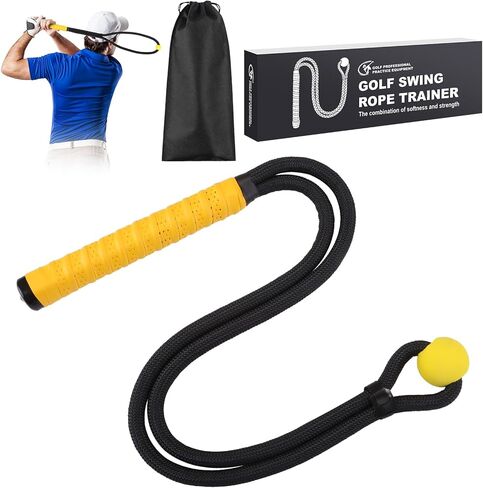 MIKOSI Golf Rope Swing Trainer، أداة تدريب متينة على حبل الجولف المتأرجح مع كرة مرئية لمسار التأرجح، مدرب قبضة جولف غير قابل للانزلاق لتحسين السرعة والإيقاع والاحماء ومعدات ممارسة الجولف المنزلية للاعبي الغولف in Kuwait