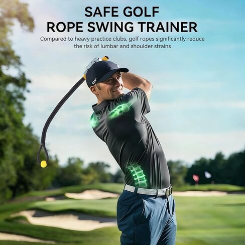 MIKOSI Golf Rope Swing Trainer، أداة تدريب متينة على حبل الجولف المتأرجح مع كرة مرئية لمسار التأرجح، مدرب قبضة جولف غير قابل للانزلاق لتحسين السرعة والإيقاع والاحماء ومعدات ممارسة الجولف المنزلية للاعبي الغولف in Kuwait
