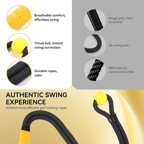 MIKOSI Golf Rope Swing Trainer، أداة تدريب متينة على حبل الجولف المتأرجح مع كرة مرئية لمسار التأرجح، مدرب قبضة جولف غير قابل للانزلاق لتحسين السرعة والإيقاع والاحماء ومعدات ممارسة الجولف المنزلية للاعبي الغولف in Kuwait