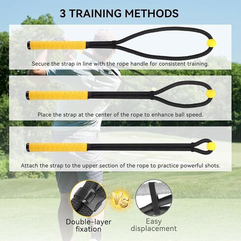 MIKOSI Golf Rope Swing Trainer، أداة تدريب متينة على حبل الجولف المتأرجح مع كرة مرئية لمسار التأرجح، مدرب قبضة جولف غير قابل للانزلاق لتحسين السرعة والإيقاع والاحماء ومعدات ممارسة الجولف المنزلية للاعبي الغولف in Kuwait