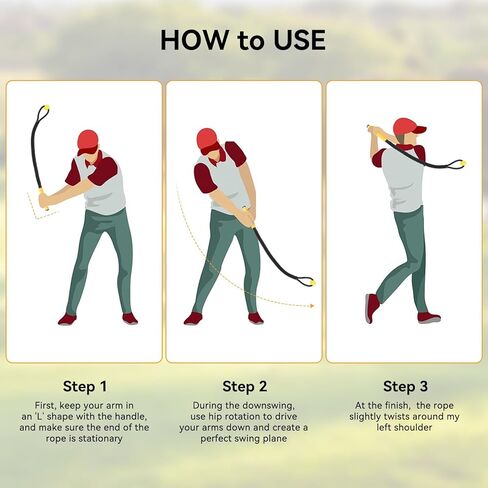 MIKOSI Golf Rope Swing Trainer، أداة تدريب متينة على حبل الجولف المتأرجح مع كرة مرئية لمسار التأرجح، مدرب قبضة جولف غير قابل للانزلاق لتحسين السرعة والإيقاع والاحماء ومعدات ممارسة الجولف المنزلية للاعبي الغولف in Kuwait