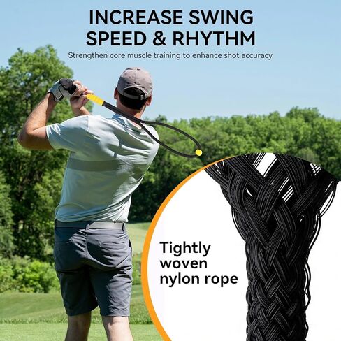 MIKOSI Golf Rope Swing Trainer، أداة تدريب متينة على حبل الجولف المتأرجح مع كرة مرئية لمسار التأرجح، مدرب قبضة جولف غير قابل للانزلاق لتحسين السرعة والإيقاع والاحماء ومعدات ممارسة الجولف المنزلية للاعبي الغولف in Kuwait