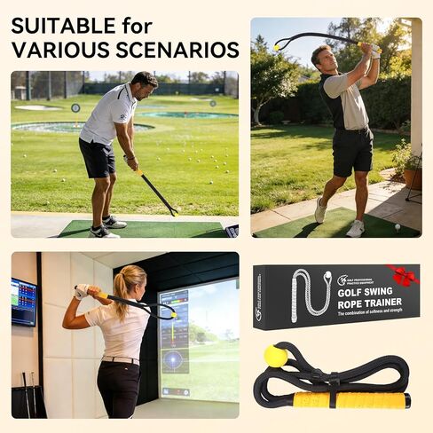 MIKOSI Golf Rope Swing Trainer، أداة تدريب متينة على حبل الجولف المتأرجح مع كرة مرئية لمسار التأرجح، مدرب قبضة جولف غير قابل للانزلاق لتحسين السرعة والإيقاع والاحماء ومعدات ممارسة الجولف المنزلية للاعبي الغولف in Kuwait