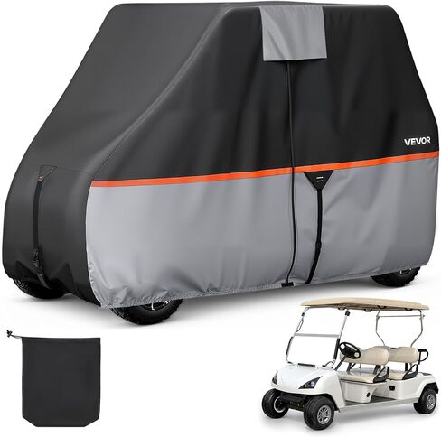 VEVOR Golf Cart Cover, Full Coverage 2+2/4 Passenger Golf Cart, 420D Waterproof Oxford Fabric Club Car Cover Fits Most Carts Club Car, Yamaha, EZGO, Honda, Silver-Coated Layer & Three Zipper Doors in Saudi Arabia