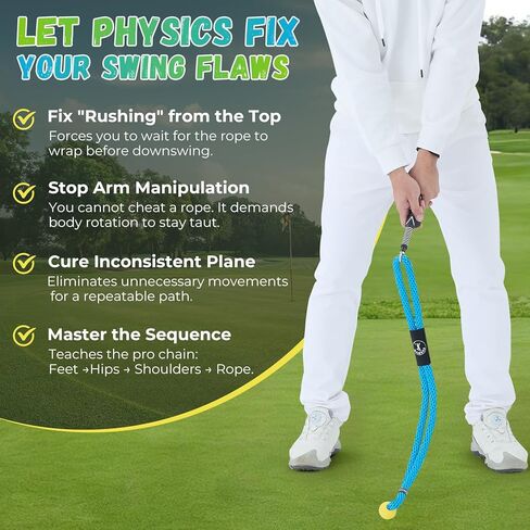 Golf Rope Swing Trainer, Professional Golf Swing Rope Training Aid to Improve Speed, Tempo, Rhythm, Flexibility and Strength, Golf Warm-Up Practice Equipment for Golfers of All Levels in Saudi Arabia