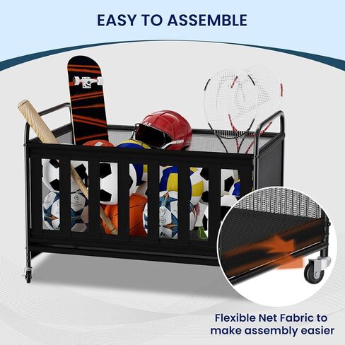 Ball Storage Cart, Sports Equipment Organizer with Wheels, Storing Volleyball, Basketball, Soccer and Baseball, Lockable Rolling Sports Ball Storage for Garage, Playgroup and Gym in Saudi Arabia