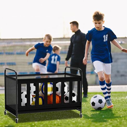 Ball Storage Cart, Sports Equipment Organizer with Wheels, Storing Volleyball, Basketball, Soccer and Baseball, Lockable Rolling Sports Ball Storage for Garage, Playgroup and Gym in Saudi Arabia