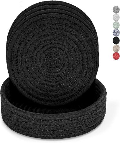 Trivets for Hot Dishes, Pots and Pans, Hot Pads with Storage Basket, Pot Holders for Kitchen, Heat Resistant Mat Protect Counter Home Essentials, Farmhouse Decor (Mix Brown 5 PCS) in Kuwait