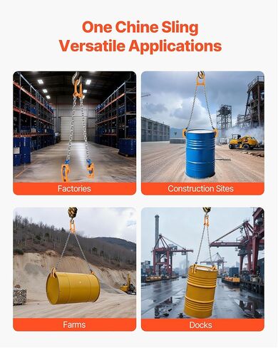 VEVOR Chain Drum Lifter, G80 Drum Lifting Chain Sling with Thickened Security Hook, 2000LBS Capacity, 1.6ft Long Sturdy Drums Handling Equipment, Carbon Steel Barrel Lifter for Plastic & Metal Drums in Saudi Arabia