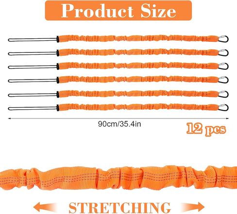 Molain 12 قطعة من حبال الأدوات مع إبزيم وحلقة، أحمر 35.4"-51.2" حبل أداة أمان قابل للتعديل لبناء سقالات الأسقف بسعة وزن 20 رطل in Saudi Arabia