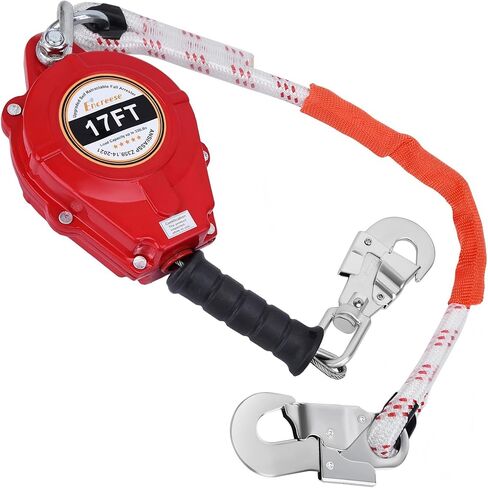 Self Retractable Lifeline Fall Protection Lanyard 33FT UPGRADED Arrester Safety Rope Double Locking Falling Protector Gear, Alloy Steel Roofing Harness Heavy Duty Dynamic Rotation Hook Cable Wire in Saudi Arabia