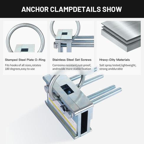 Standing Seam Roof Anchor Clamp, Roofing Tools for Fall Protection, Rugged,Reusable & Compact, OSHA/ANSI Compliant, Heavy-Duty Steel Non-Penetrating Roof Anchor with O-Ring in Saudi Arabia