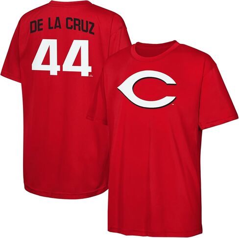 تي شيرت Elly De La Cruz Cincinnati Reds MLB Kids 4-20 باللون الأحمر للاسم والرقم الرسمي للأداء من الجيرسيه in Saudi Arabia