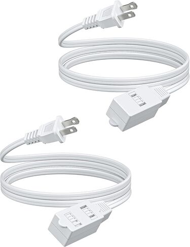 سلك تمديد DEWENWILS بطول 3 أقدام، كابل طاقة 16 AWG SPT-2 للاستخدام الداخلي، مقابس منافذ 2 لديكور وأضواء عيد الميلاد، NEMA 5-15P إلى NEMA 5-15R، أبيض، مدرج في قائمة ETL، 3 عبوات in Kuwait