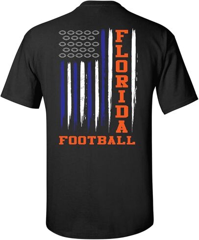 Florida Orange & Blue Football Flag Unisex Short Sleeve T-shirt-Black-3XL in Kuwait