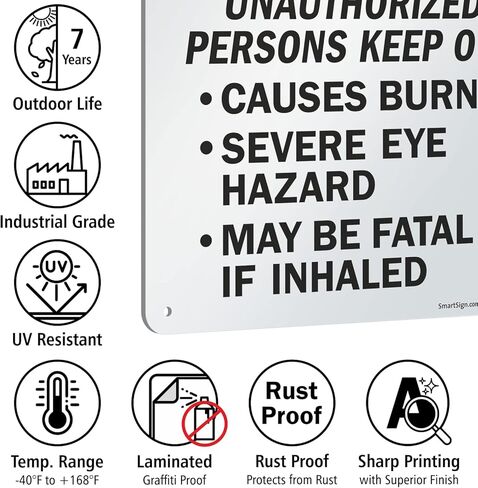 SmartSign-U9-1218-NA لافتة "خطر - منطقة خطر الكلور، يجب على الأشخاص غير المصرح لهم الابتعاد" | ألومنيوم مقاس 10 × 14 بوصة، أسود/أحمر على أبيض in Saudi Arabia