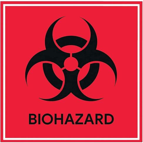 ملصقات Biohazard - ملصق تحذير صناعي مقاوم للماء مقاس 4 بوصات × 4 بوصات - Dragon Warrior للمستشفيات والعلم الصناعي (60 عبوة) in Kuwait