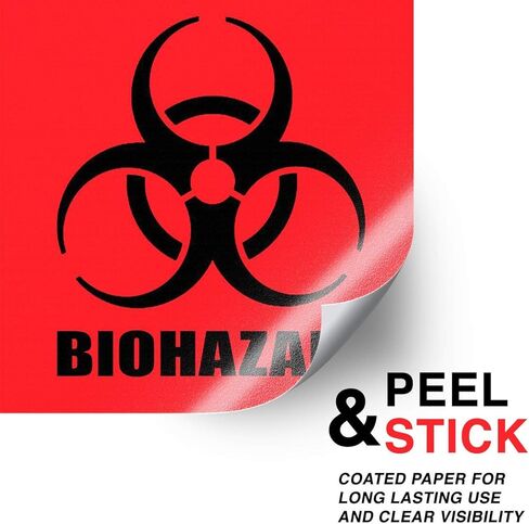 ملصقات Biohazard - ملصق تحذير صناعي مقاوم للماء مقاس 4 بوصات × 4 بوصات - Dragon Warrior للمستشفيات والعلم الصناعي (60 عبوة) in Kuwait