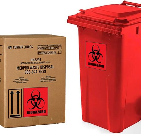 ملصقات Biohazard - ملصق تحذير صناعي مقاوم للماء مقاس 4 بوصات × 4 بوصات - Dragon Warrior للمستشفيات والعلم الصناعي (60 عبوة) in Kuwait