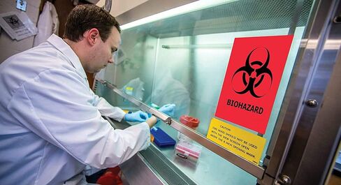 ملصقات Biohazard - ملصق تحذير صناعي مقاوم للماء مقاس 4 بوصات × 4 بوصات - Dragon Warrior للمستشفيات والعلم الصناعي (60 عبوة) in Kuwait