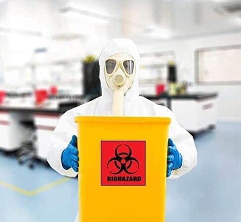 ملصقات Biohazard - ملصق تحذير صناعي مقاوم للماء مقاس 4 بوصات × 4 بوصات - Dragon Warrior للمستشفيات والعلم الصناعي (60 عبوة) in Kuwait