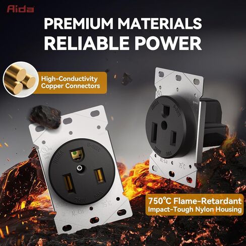 NEMA 6-50R وعاء 50 أمبير 250 فولت مخرج أنثى 50 أمبير 250 فولت للخدمة الشاقة من الدرجة الصناعية مؤرضة ومخرج طاقة للحام، قاطع البلازما، مدرج في قائمة UL in Kuwait