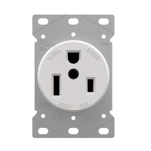 NEMA 6-50R Receptacle 50A 250V Female Outlet 50 Amp 250 Volts Heavy Duty Industrial Grade Grounded Flush Mount Range Power Outlet for Welder, Plasma Cutter, UL Listed in Saudi Arabia
