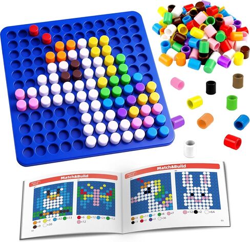 مجموعة Bbiamsleep Pixel Art Kit، 750 قطعة من مكعبات البكسل 10 ألوان من الطوب المنقطة، مجموعات حسية للمهارات الحركية الدقيقة للتدريب على الفرز والعد in Saudi Arabia