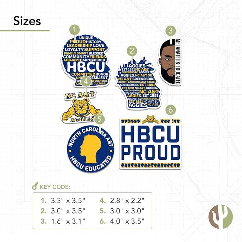 Desert Cactus North Carolina A&T State University Sticker Aggies NC A&T Sticker Vinyl Decals Laptop Water Bottle Car Scrapbook (T2 HBCU-D) in Saudi Arabia