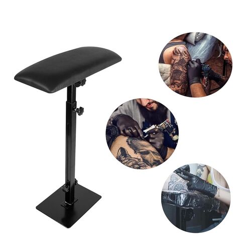 Square Tattoo Arm Rest, Tattoo Armrest, CAKMSMAO Professional Heavy Duty Iron Tattoo Armrest Adjustable Height and Tilt Tattoo Equipment, Leg Rest Stand Arm Bar Pad Tattoo Tool, PU Leather in Kuwait