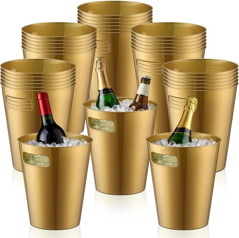 meekoo 32 Pack White Ice Buckets for Parties, 3l Plastic Beverage Bucket with Handle, Large Drink Tub Cooler for Champagne, Wine, Beer, and Soda, Beverage Tubs for Wedding, Bar, Table Display in Saudi Arabia