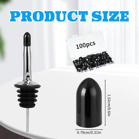 100 Pcs Rubber Pour Spout Caps, Liquor Bottle Dust Sealing Covers for Olive Oil Dispensers, Wine Pourers - Pro Kitchen Bar Accessories - Black (Spout Not Included) in Saudi Arabia