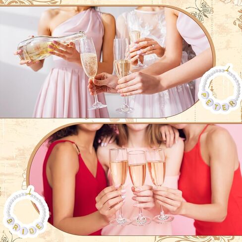 Suncalla 32 Set Personalized Pearl Wine Glass Charms Rings 32 Tone Hoops 300 Letters Beads 1000 White Pearl DIY Wine Glass Markers for Birthday Bridal Shower Party Favors in Saudi Arabia