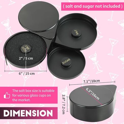 3-Tier Bar Glass Rimmer Bartender Tool, Black with 3 Extra Sponge, Margarita Salt Rimmer Set, Salt Rimmer for Cocktails, 3-Tray Salt Box Spice Container, Bar Cocktail Tool in Saudi Arabia
