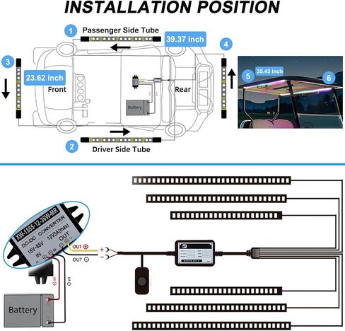 شريط إضاءة LED لعربة الجولف ILSKW 6 قطع، مجموعة إضاءة تحت الجسم لعربة الجولف وجهاز تحكم عن بعد لسيارة EZGO Yamaha Club Car 12 فولت - 80 فولت in Saudi Arabia