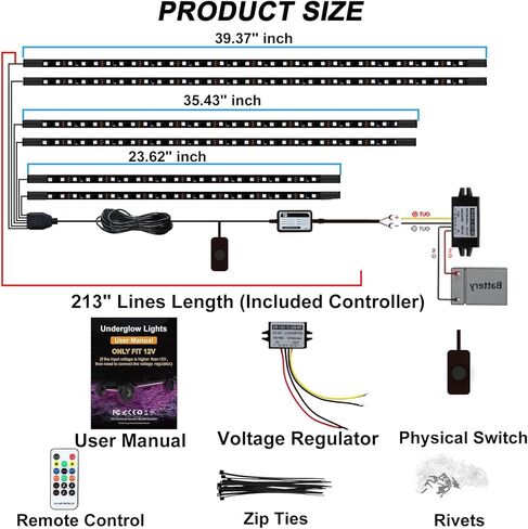 شريط إضاءة LED لعربة الجولف ILSKW 6 قطع، مجموعة إضاءة تحت الجسم لعربة الجولف وجهاز تحكم عن بعد لسيارة EZGO Yamaha Club Car 12 فولت - 80 فولت in Saudi Arabia