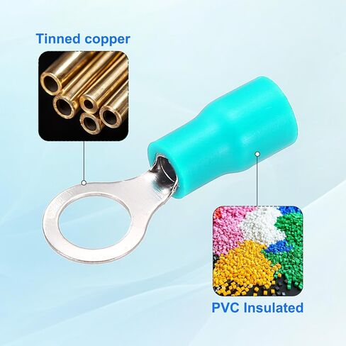 MECCANIXITY 150Pcs Insulated Ring Terminal RVS1.25-5 Battery Lugs 22-16AWG Electrical Crimp Terminals Eyelet Wire Connectors for Industrial, Electrical Wiring, Green in Saudi Arabia